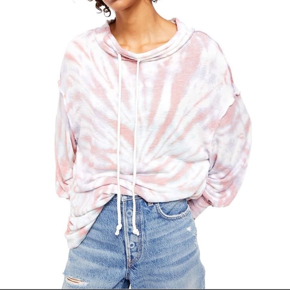 Free People Best Catch Tie Dye Sweatshirt in Ivory Combo, Size XS - Picture 2 of 4